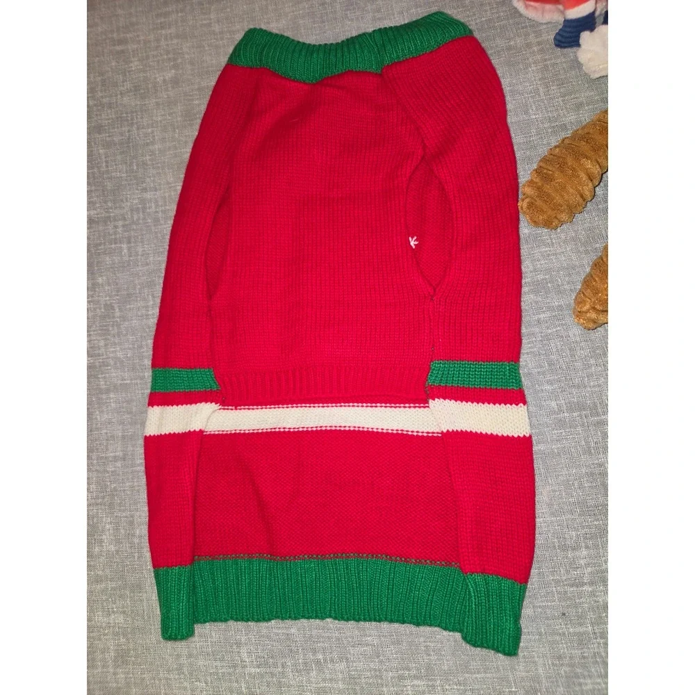 Top Paw Pet Holiday Dog Sweater Large Red Christmas Tree & 2 Plush Toys NWT